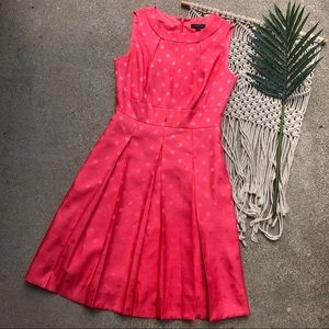 Tahari ASL Coral Polka Dot Sleeveless Dress Size 4